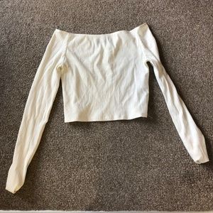 Reformation White Ribbed Crop Trop